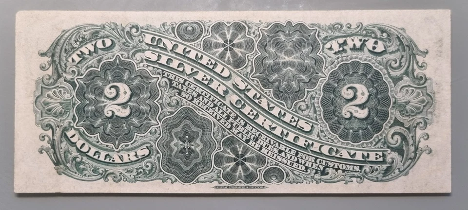 1886 Two Dollar Silver Certificate Large Size $1 Banknote RARE High Grade #96335 - Image 2 of 2