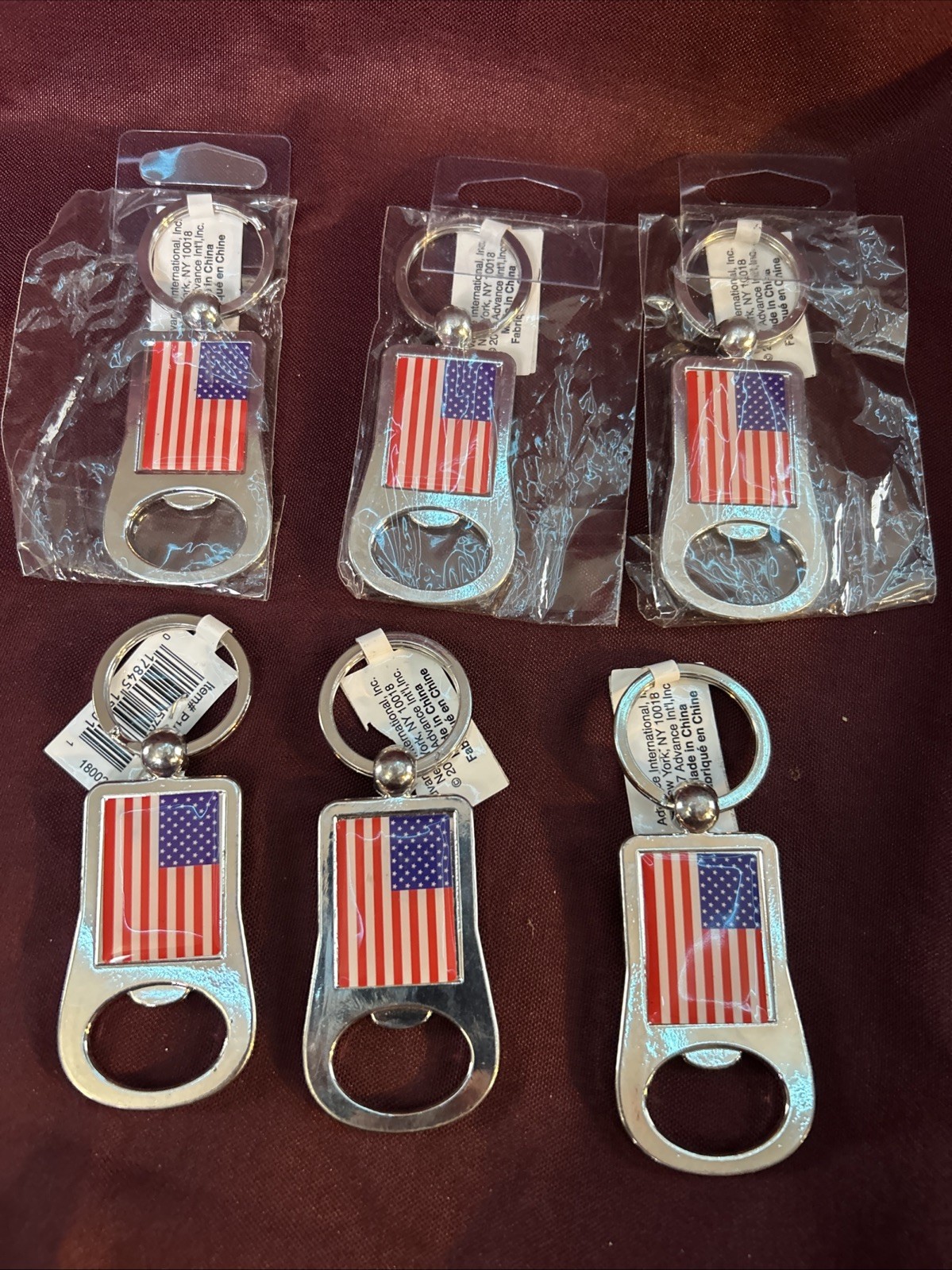 American Flag Key Chain Bottle Openers Lot Of 6 New 2017
