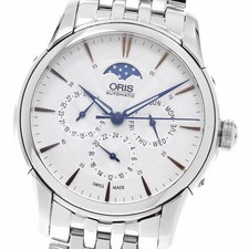 Oris Artelier Complication Moon Phase Automatic Watch Men Blue Dial From Japan