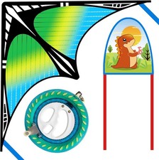 Large Delta Kite with Reel Winder Thumb Ejection Glider Kit for Kids Adult