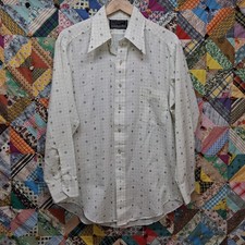 Vintage Sears The Mens Store Dress Shirt Size Large Geo Disco Retro