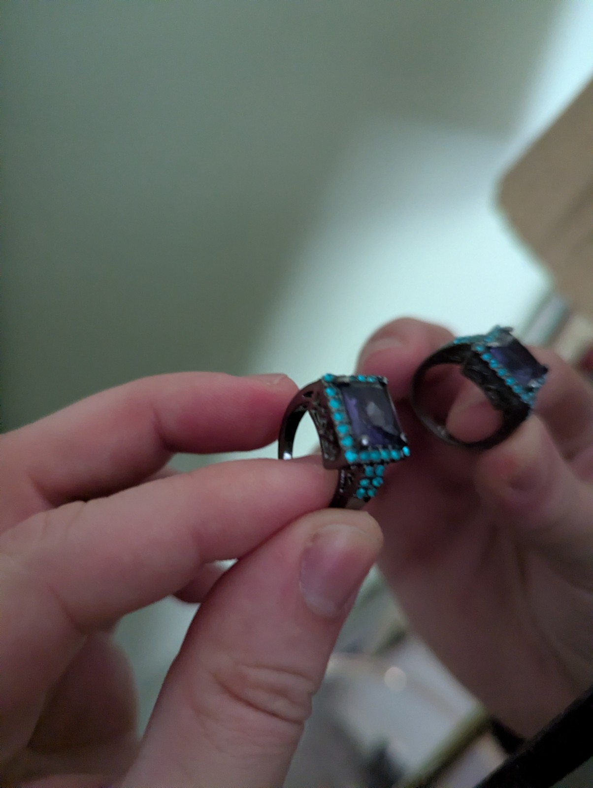 A purple Rectangular Stud Ring - image 22