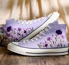 Embroidered Converse, Wedding Flowers Embroidered Shoes for Bride