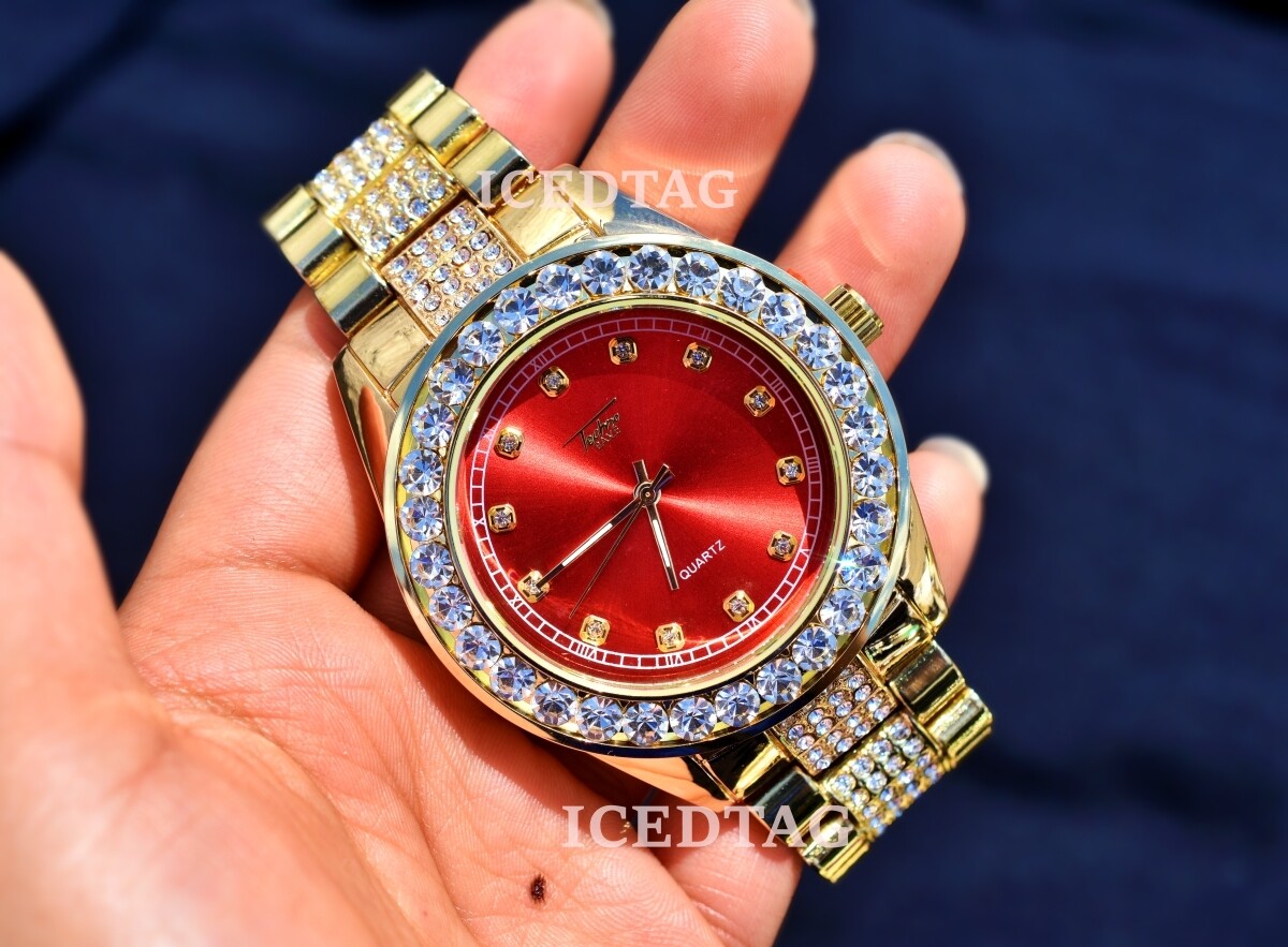 HIP HOP ICED GOLD PT TRENDY COLORFUL FACE LUXURY STYLISH HEAVY 