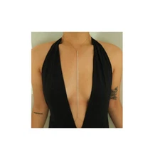 Body Chain Gold Plated Clear Rhinestone Chest Body Harness