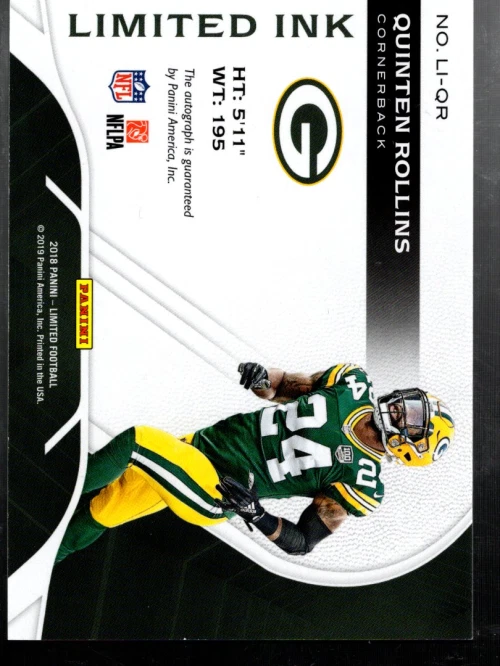 A6529- 2018 Limited Ink #12 Quinten Rollins Auto /99 - NM-MT - Image 2 of 2