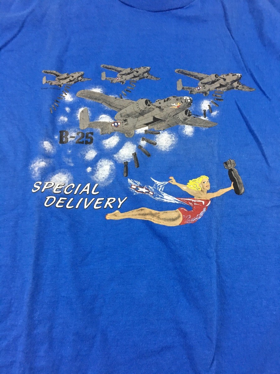 Vintage T Shirt B-25 Special Delivery Size Medium Blue 1980's | eBay