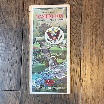 Vintage 1974 AAA Visitors Guide Map Washington DC Annapolis Mount Vernon (122)