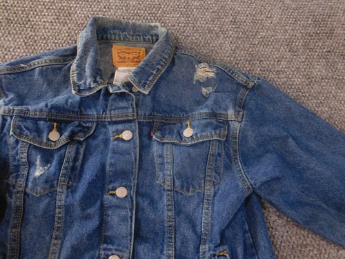 levis denim jacket girls large blue youth button classic trucker med wash - Picture 4 of 13