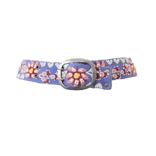 Belt Womens One Size Blue Braided Rope Multi Strand Enamel Floral Buckle Women main image 2