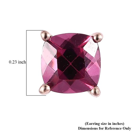 BEAUTIFUL!! Rhodolite Garnet Solitaire Stud Earrings Vermeil Plated 1.40ctw - Picture 5 of 5