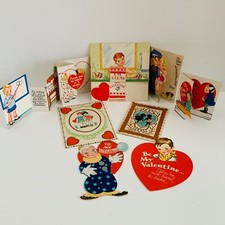 9 Vtg 1930s Valentines Day Cards Police Clowns Teacher Die Cut Carrington USA