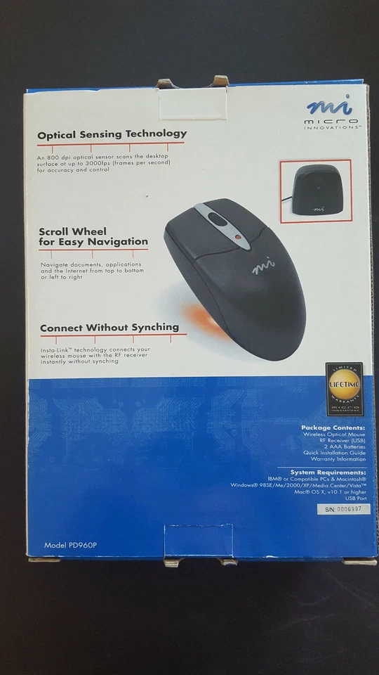 Micro Innovations Wireless Optical USB Mouse - PD960P (NEW) - Image 2 of 3