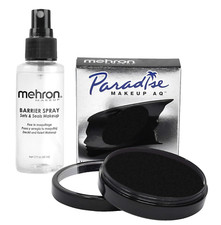 Mehron Paradise Makeup AQ 1.4 oz Black Barrier Spray 2 fl oz.Halloween Combo Set