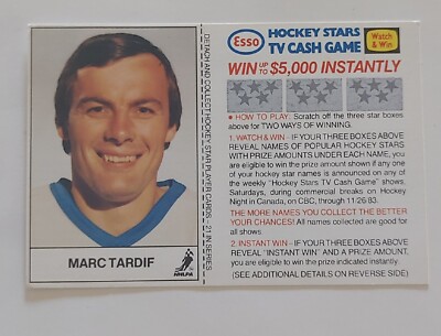 Carte Esso Unscratch Marc Tardif Nordiques De Quebec