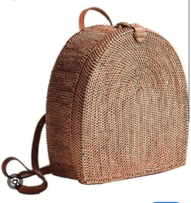Crabtree & Evelyn wicker/wood backpack purse pocketbook  display picture 1