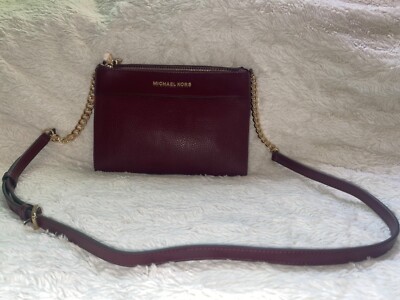 Original Michael Kors Umhängetasche Burgunderrot Echtleder mit Geldbörse Sectio