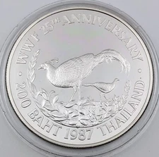200 Bath 1987 Pheasant, Thailand Silver Proof