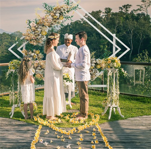 Metal/Wood Adjustable Size Wedding Arch Backdrop Stand &Drape Pampas Grass Decor - Picture 61 of 182