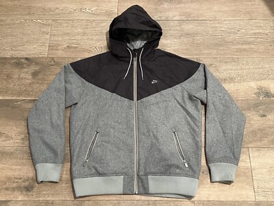 Nike British Millerain Windrunner Hooded Jacket Wool Gray Mens XL