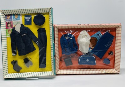 Poupées Vintage Barbie Stewardess 1961 Et Ken American Airlines – Collection Mattel Japon