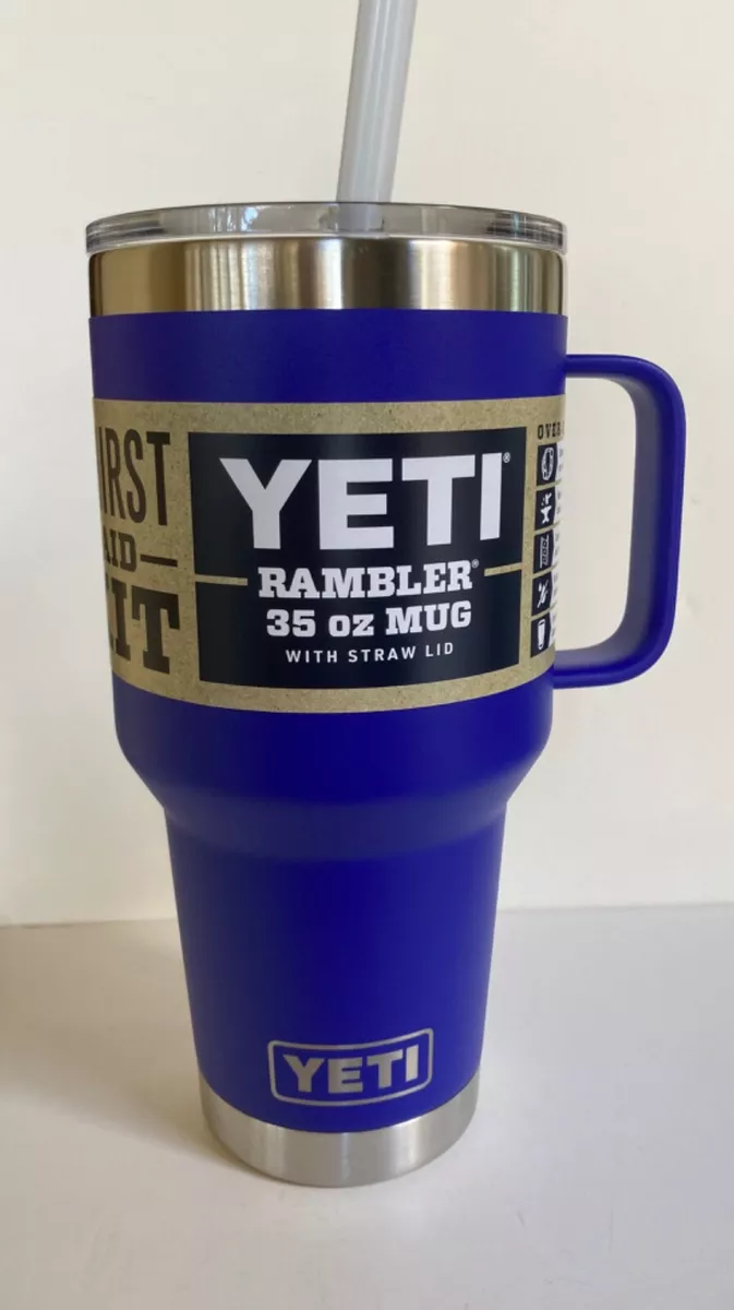 YETI 35 oz mug OFFSHORE BLUE STRAW LID Rambler Mug Cup Handle Limited  Edition