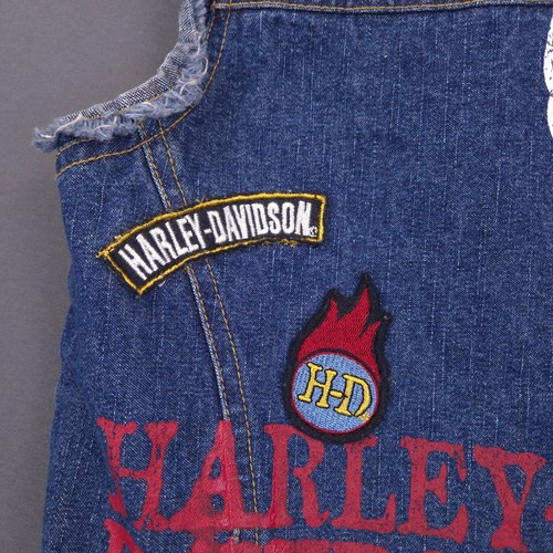 Harley Davidson Patch Jean Vest Size 5 Blue Denim Kids 30" Chest Distressed - Picture 8 of 13