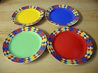 4 BRIGHTLY COLORED DESSERT PLATES - 8"