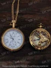 Antique Vintage Elgin Brass Pocket Watch With Brass Pocket Sundial Compass new