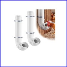 2 Set Automatic No Waste Chicken Feeder - 13 lb Capacity Heavy Duty PVC