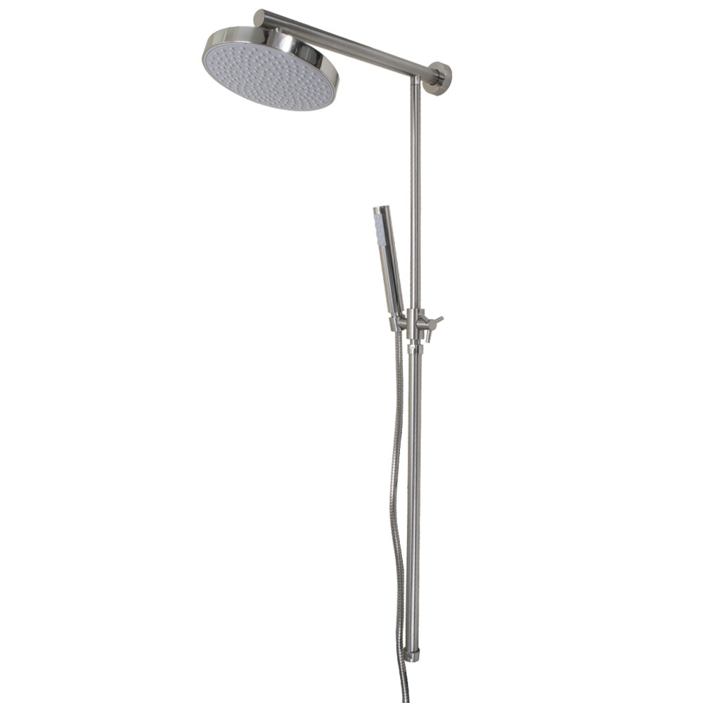 Colonne de douche nickel ajustable pour remplacer un vieux pommeau sans changer le robinet