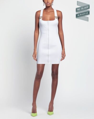 RRP €375 VERSACE JEANS COUTURE Knitted Mini Dress Size S Full Zip Halter Neck - Afbeelding 1 van 8