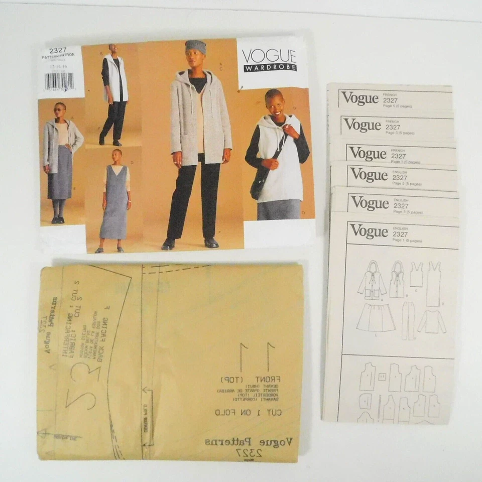 Vogue 2327 Misses Jacket Vest Jumper Tunic Pattern Size 12-16 Uncut Casual Hood - Image 2 of 4