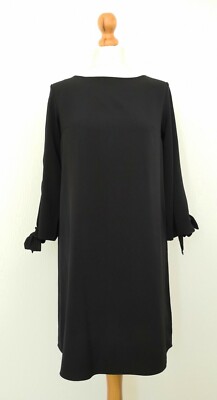 H & M Black Slip On Tunic Dress Tie Sleeve Detail Size 10 EUR 36 | eBay UK