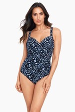Miraclesuit X5021 Palatium Sanibel Wrap One Piece Swimsuit, Blue, 18DD
