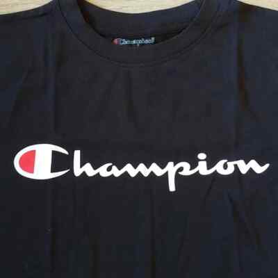 NWT Champion Youth Boys Black Logo T-Shirt Size S | eBay