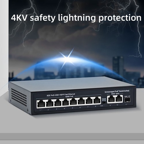 Commutateur PoE Gigabit 10 ports + 2 liaisons montantes RJ45 1000Mbps boîtier métallique IEEE802.3af/at - Photo 7/11