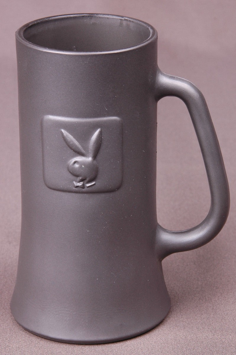 ヴィンテージ 70年代のプレイボーイバニーマグブラウンウイスキージャグ陶器 Vintage Playboy Stein/Mug W Bunny Symbol-Glass-Grey/Silver Matte