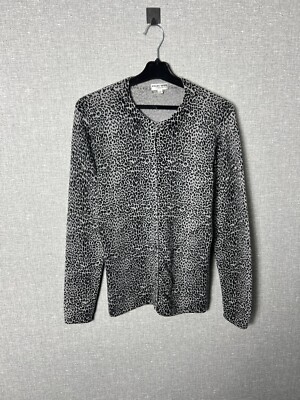 100% Cashmere BONGENIE GRIEDER Leopard Print Button Up