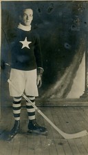 Hockey Player in Uniform with Automobile Stick Vintage Sport Photo 