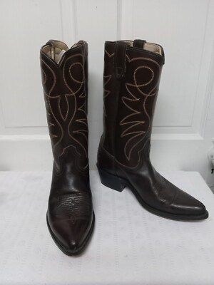 Brown Men\'s Cowboy Boots Stuart McGuire Leather Size 9 1/2 M embroidered RARE 70 main image 4