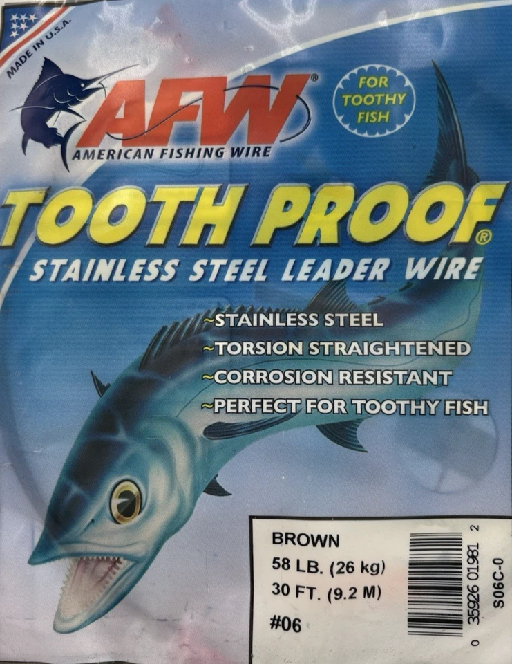 AFW Pesca Lote de 2 Alambres Líder de Acero Inoxidable a Prueba de Dientes 58 LB Foto 2 de 4