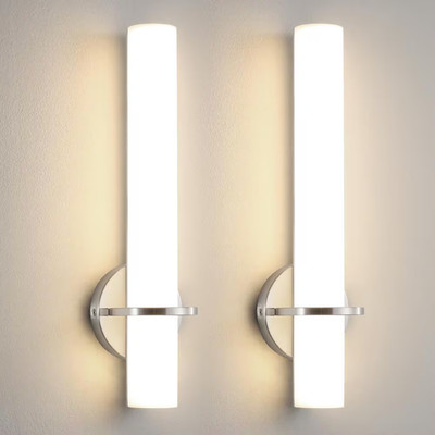 Set of 2 KAISITE LED Wall Sconce Brushed Nickel Modern Acrylic Shade Dimmable