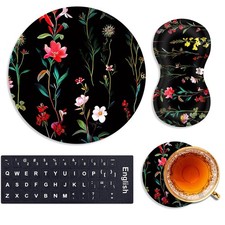 Mouse Pad Mouse Wrist Rest Support Set Coaster,Memory Foam Ergonomic Easy Typ...