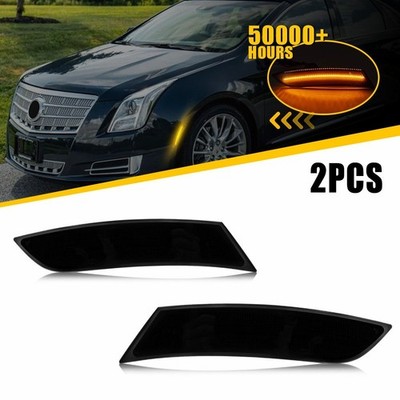 For 2013-2017 Cadillac XTS GM2550201 LED Front Bumper Side Marker Light Smoke EF