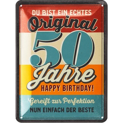LANOLU Blechschild Original 50 Jahre Geburtstag Retro - 15x20cm