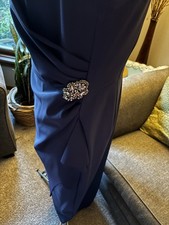 ALEX Evening Long Gown Gemstone Navy Cinched Size 14 Mother of the Bride Wedding