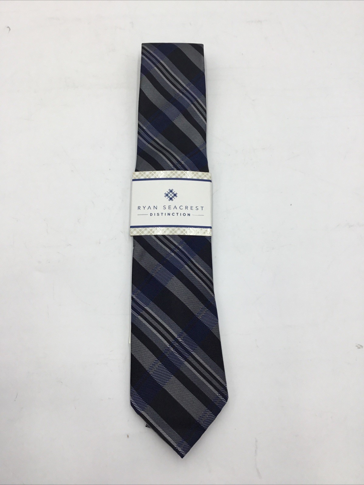 Ryan Seacrest Distinction Mens Hills Multi Plaid Navy Necktie-OS 2890₽