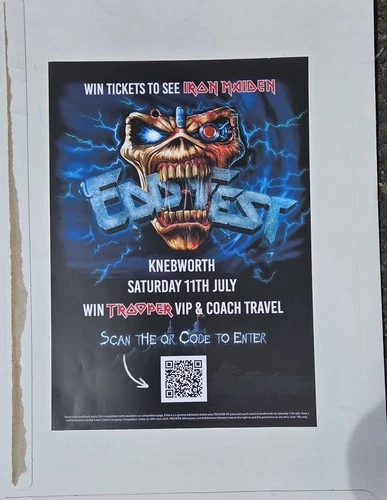 Trooper Beer Iron Maiden Knebworth Promo Poster