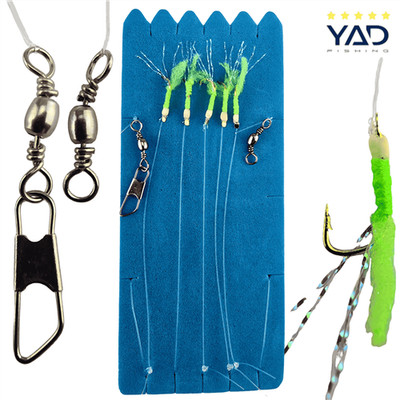 YAD SFR Herring Rig Grüne Fransen #8 Heringspaternoster Vorfach 5 Haken #8